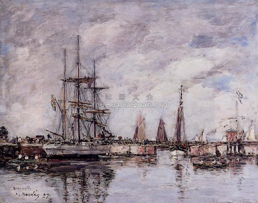 Deauville, Norwegian Three-Master Leaving Port - 尤金·布丹